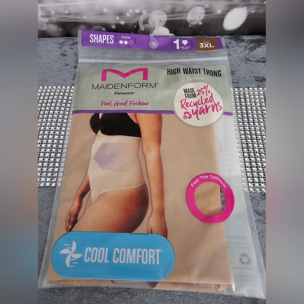 Maidenform Women's Flexees Feel Good Fashion Thong- Shapewear-Nude-3XL-NWT